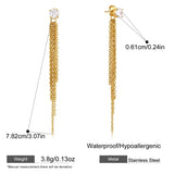 Luxury Gold Chain Tassel Drop Earrings