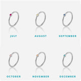 Mini Stacking Birthstone Ring - Silver