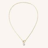 Toggle Clasp Pearl Staple Chain Necklace