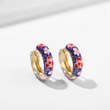 Boho Enamel Flower Hoop Earrings