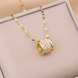 Three-Tone Round Pendant Necklace