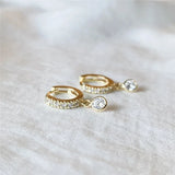 Gold CZ Drop Earrings