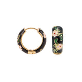 Boho Enamel Flower Huggie Drop Earrings