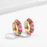 Boho Enamel Flower Hoop Earrings