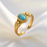 Turquoise & Rose Quartz Floral Ring