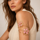 Gold Enamel Flower Arm Cuff