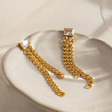 Square Zircon Tassel Chain Drop Earrings