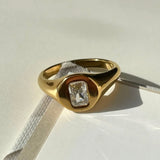 Square CZ Zircon Round Ring