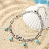 Turquoise Layered Boho Anklet