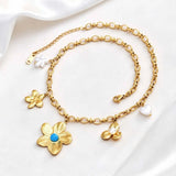 Turquoise & Pearl Floral Pendant Necklace