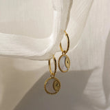 Natural Shell Sun & Moon Hoop Earrings