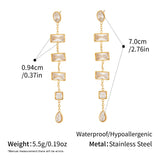 Round & Square Zircon Tassel Earrings