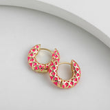 Enamel Circle Huggie Earrings