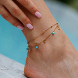 Turquoise, Pearl & Shell Double Anklet