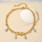 Turquoise Layered Boho Anklet