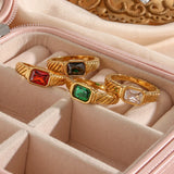 Birthstone Signet Band Ring