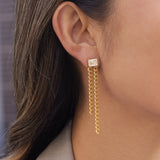 Square Zircon Tassel Chain Drop Earrings