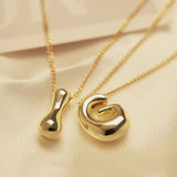 Bubble Letter Initial Pendant Necklace