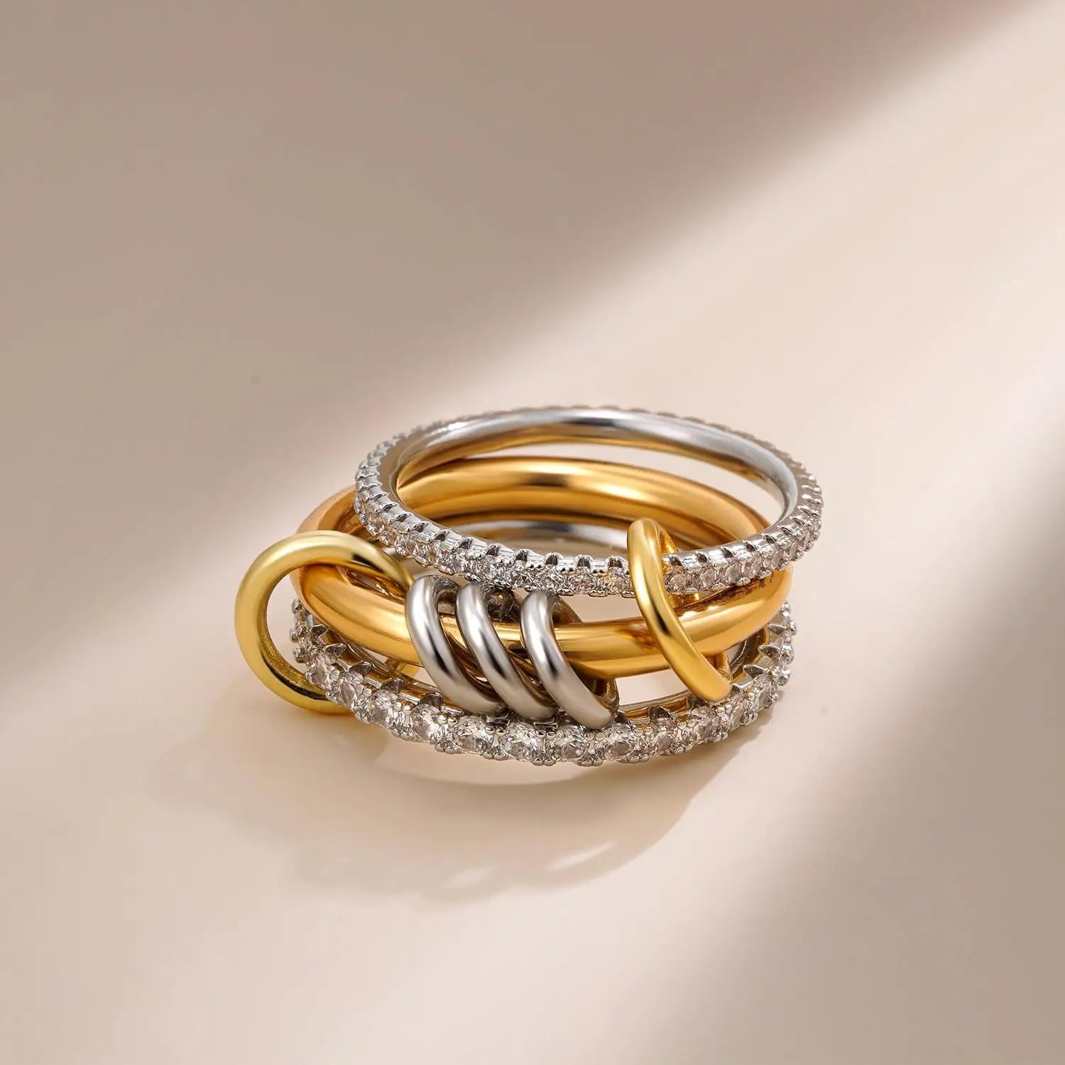 Linked Stackable CZ Ring