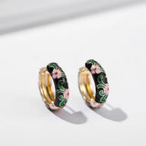 Green Beaded Circle Hoop Earrings