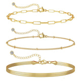 14K Gold-Plated Stackable Bracelet Set (3-Piece)