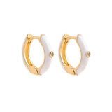 Boho Enamel Flower Hoop Earrings