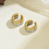 Luxury Zircon Two-Tone Clip Earrings