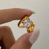 Waterdrop Zircon Open Statement Ring