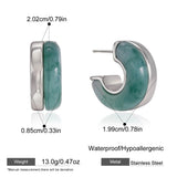 Multicolour Resin C-Shape Stud Earrings