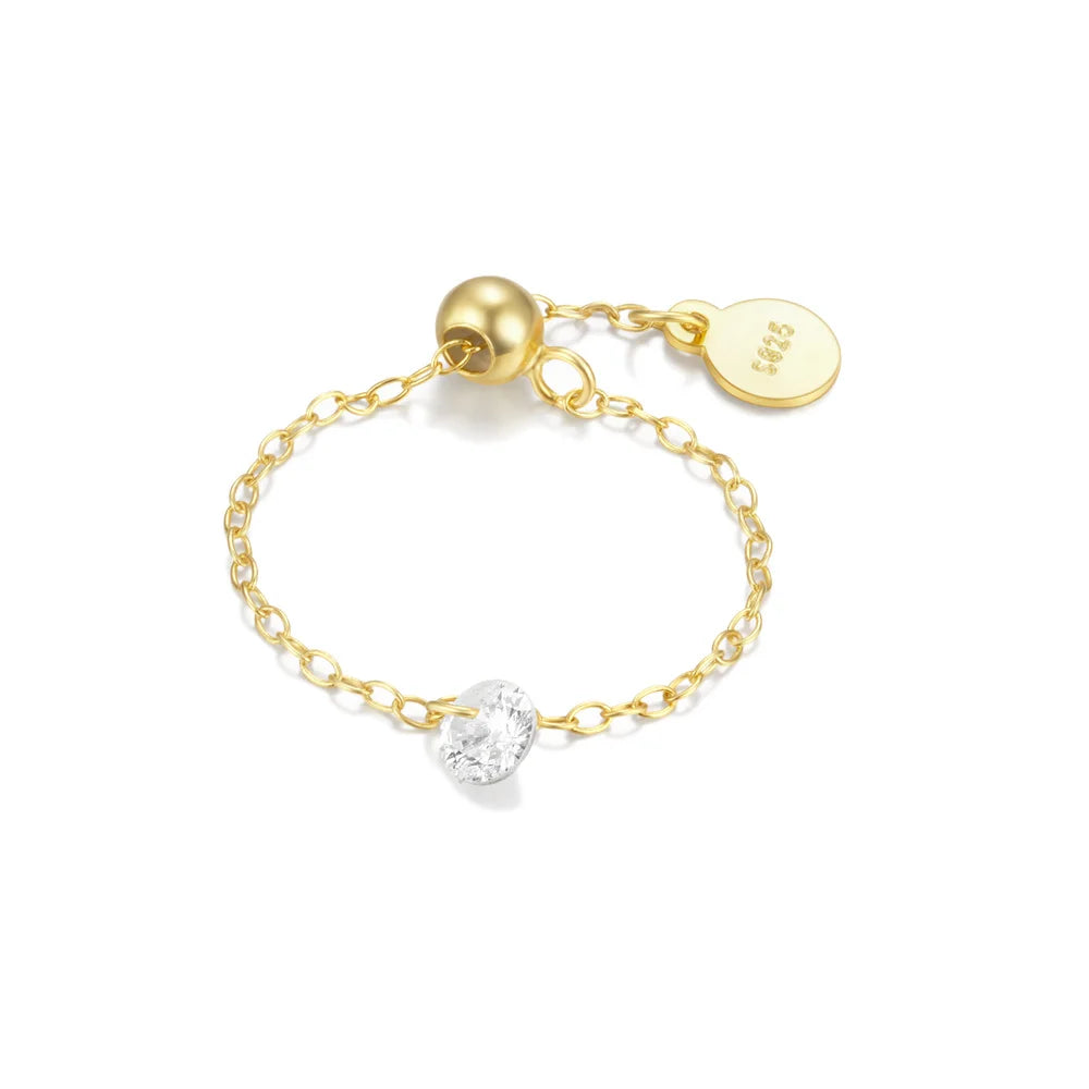 Octagonal Star Zircon Chain Ring