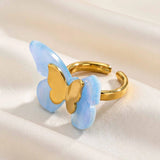 Blue Acetate Butterfly Ring