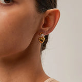 Love Heart PVD Gold Drop Earrings