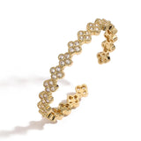 Gold Zirconia Flower Cuff Bracelet