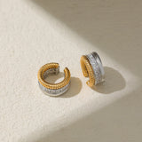 Luxury Zircon Two-Tone Clip Earrings