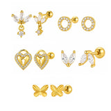 Gold CZ Cartilage Stud Set