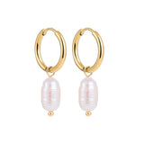 Pearl Huggie Hoop Earrings