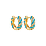 Boho Enamel Flower Hoop Earrings