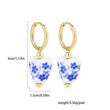 Blue Flower Ceramic Hoop Earrings