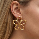 Hollow Metal Flower Stud Earrings