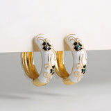 Boho Enamel Flower Hoop Earrings