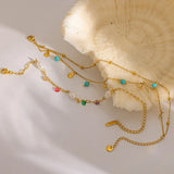 Turquoise, Pearl & Shell Double Anklet