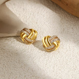 Sparkling Zircon Knot Stud Earrings
