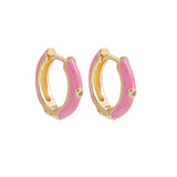 Boho Enamel Flower Hoop Earrings