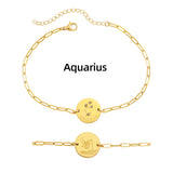 Zodiac Coin Charm Chain Bracelet