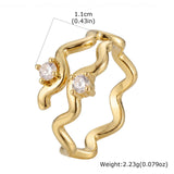 Gold Wave Zirconia Ring