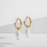 Pearl Huggie Hoop Earrings