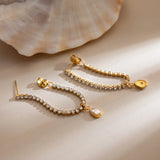 CZ Rhinestone Long Tassel Drop Earrings