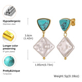 Turquoise & Pearl Drop Earrings