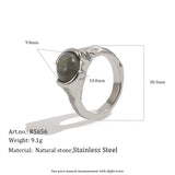 Oval Natural Stone PVD Gold Ring