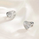Silver Heart Sunburst Studs
